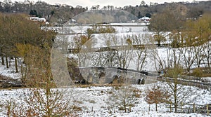 Teston Bridge over the River Medway in Winter. photo