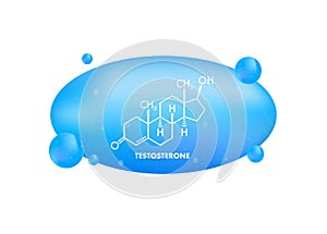 Testosterone formula. Vector thin line icon of testosterone molecular structure