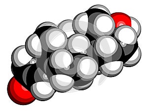 Testosterone male sex hormone androgen molecule. 3D rendering. Atoms are represented as spheres with conventional color coding:.