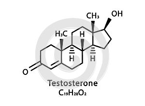 Testosterone molecular structure. Testosterone skeletal chemical formula. Chemical molecular formula vector illustration