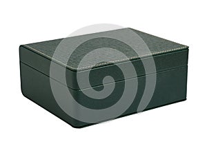 Testurized eco leather gift box, isolated on white background, close-up
