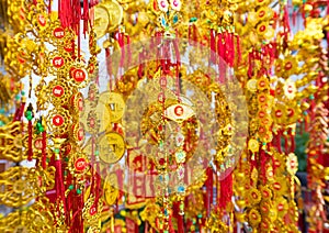 Tet New Year in Vietnam gold red decorations photo