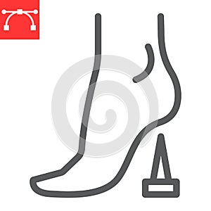 Tetanus line icon, vaccination and foot and nail, lockjaw vector icon, vector graphics, editable stroke outline sign