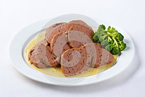 Tete de veau French food over white background photo
