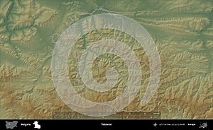 Teteven outlined, Bulgaria. Physical
