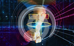 Tether USDT stablecoin cryptocurrency symbol digital 3d finger touch photo