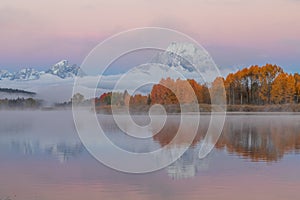Teton Autumn Sunrise Reflection Landscape