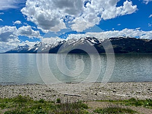 The Teton Mountain Range in Grand Teton National Park near Jackson Hole, Wyoming