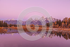 Teton Reflection in Fall at Sunrise