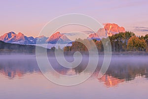 Teton Sunrise Fall Landscape Reflection
