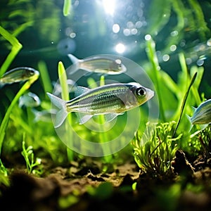 Tetra Fish Under Water Rain Forest