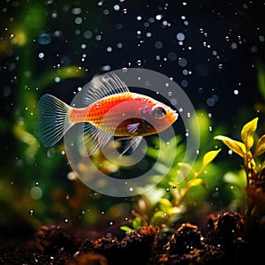 Tetra Fish Under Water Rain Forest