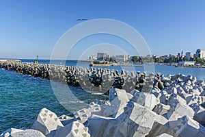 Bay view of the port town of Tomis, Constanta. photo