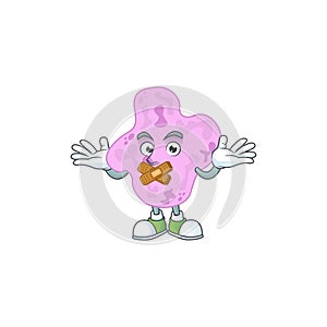 Tetracoccus mascot cartoon design with quiet finger gesture