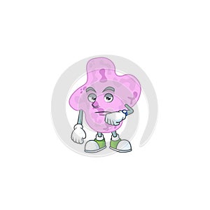 Tetracoccus with waiting gesture cartoon mascot design concept