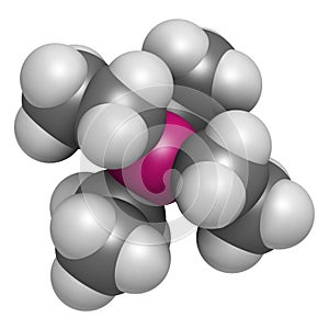 Tetraethyllead gasoline octane booster molecule. Neurotoxic organolead compound.