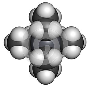 Tetraethyllead gasoline octane booster molecule. Neurotoxic organolead compound.