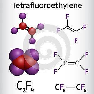 Tetrafluoroethylene or TFE molecule , is a monomer of Polytetrafluoroethylene or PTFE. It belongs to the family of fluorocarbons.