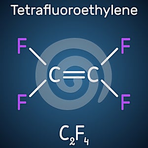 Tetrafluoroethylene or TFE molecule , is a monomer of Polytetrafluoroethylene or PTFE. It belongs to the family of fluorocarbons. photo