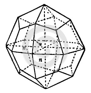 Tetragonal Trisoctahedron vintage illustration