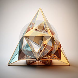 tetrahedral prism with four triangular faces podium, empty showcase for packaging product presentation AI generation