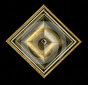 Tetrahedral square decorative rosette of wooden framing strips