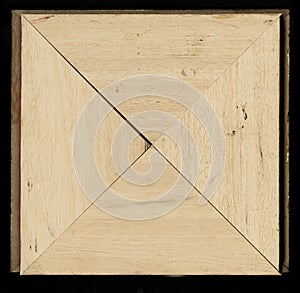 Tetrahedral square decorative rosette of wooden framing strips