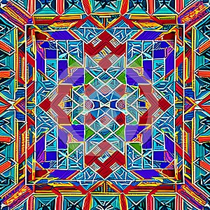 Tetrahedral Tapestry: An image of a geometric pattern created with tetrahedra, in a mix of vibrant colors and intricate designs5 photo