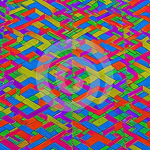 Tetrahedral Tapestry: An image of a geometric pattern created with tetrahedra, in a mix of vibrant colors and intricate designs3 photo