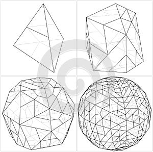 From Tetrahedron To The Ball Sphere Lines Vector