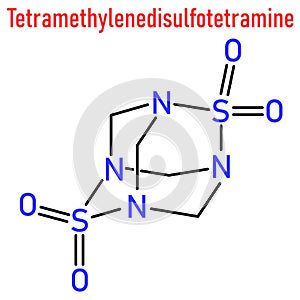 Tetramethylenedisulfotetramine or TETS rodenticide molecule. Skeletal chemical formula.