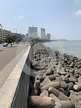 Tetrapods, coastal erosion prevention, Colaba Mumbai