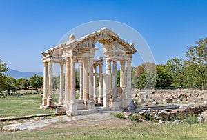 Tetrapylon Gate in Aphrodisias ancient city, Aydin, Turkey