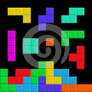 Tetris elements. Brick pieces. Game background.