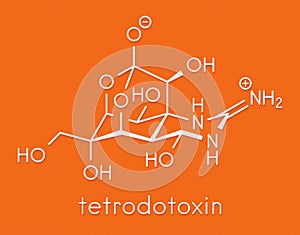 Tetrodotoxin TTX pufferfish neurotoxin molecule. Skeletal formula. photo