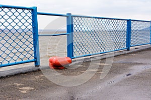 Tetyushi, Tatarstan / Russia - May 2, 2019: Empty passenger river port on the Volga River on a rainy day. Problems of the inland