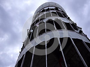Teufelsberg Berlin Former Spying Tower Slow Motion in WindFootage Clip.
