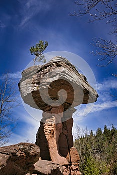 The Teufelstisch rock formation in Hinterweidenthal, Germany