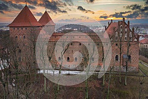 Teutonic castle in Nidzica at sunset, Poland