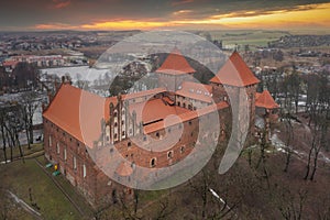 Teutonic castle in Nidzica at sunset, Poland