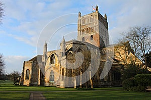 Tewkesbury Abbey, England, Early morning scene.