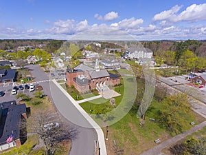 Tewksbury historic town center aerial view, Tewksbury, Massachusetts, USA