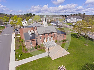 Tewksbury historic town center aerial view, Tewksbury, Massachusetts, USA