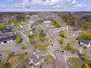 Tewksbury historic town center aerial view, Tewksbury, Massachusetts, USA