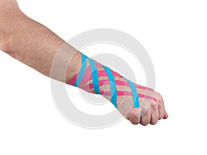 Tex tape therapeutic treatment of the wrist.