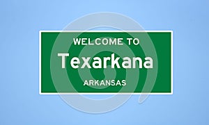 Texarkana, Arkansas city limit sign. Town sign from the USA.