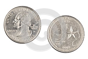 Texas 2004d State Commemorative Quarter isolated on a white background