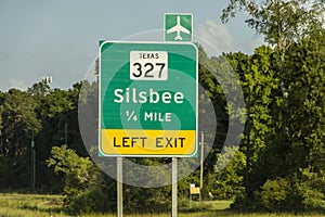 Texas 327 Silsbee, Texas exit sign