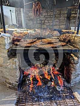 Texas BBQ pit full of meat