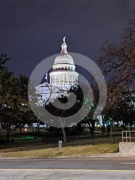 Texas capitol in Austin Texas at night time